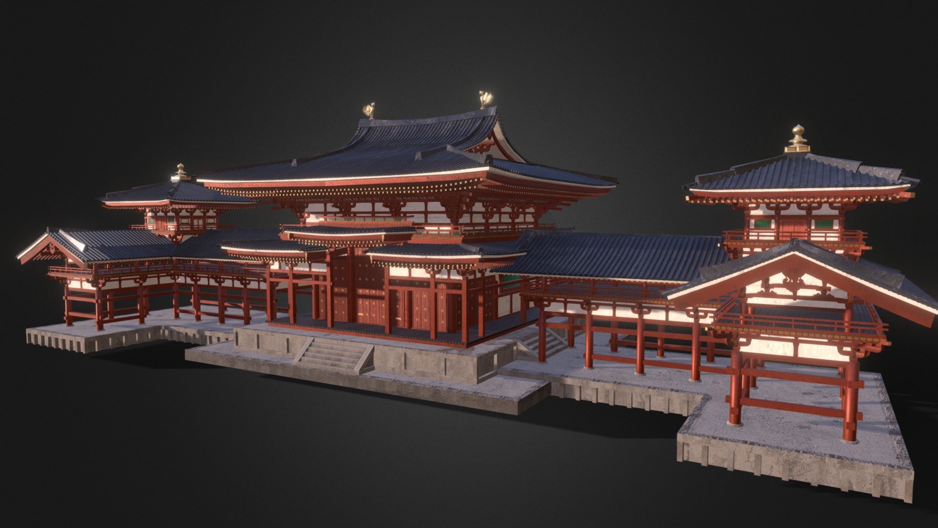 A realistic game temple made of steel, wood, and concrete.
I optimized the UV by making 2 atlas textures 2048x2048.
The building is ready to be imported into the game engine.
The building has LODs.  1 LOD you can use LOD0, as it fully preserves the appearance, but has half as many polygons on the roof.