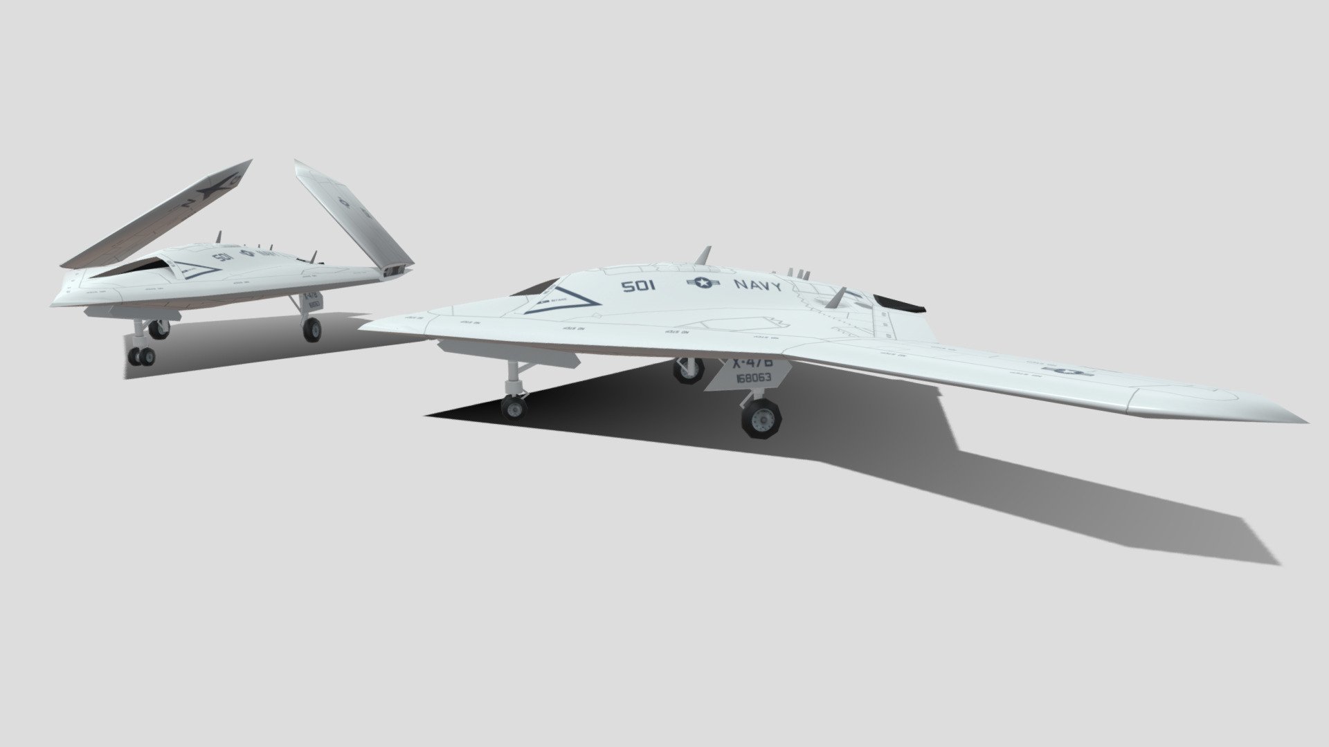 The Northrop Grumman X-47B is a demonstration unmanned combat aerial vehicle (UCAV) designed for aircraft carrier-based operations. Developed by the American defense technology company Northrop Grumman, the X-47 project began as part of DARPA's J-UCAS program, and subsequently became part of the United States Navy's Unmanned Combat Air System Demonstration (UCAS-D) program. The X-47B is a tailless jet-powered blended-wing-body aircraft capable of semi-autonomous operation and aerial refueling.