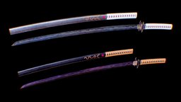 futuristic Katana sword katana, tech, cyberpunk, weaponry, japanese-style, weapon, game, art, sci-fi, futuristic, gameasset, sword, blade