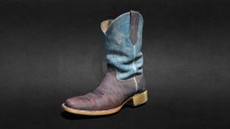 Blue Left Cowboy Boot desert, country, range, buck, boot, cowboy, america, southwest, wildwest, oldwest, arizona, caballero, murica, yankee, horse, 3dscan, usa, cowboyboot, revopoint, revopointrange, cowboyboots, codyjames