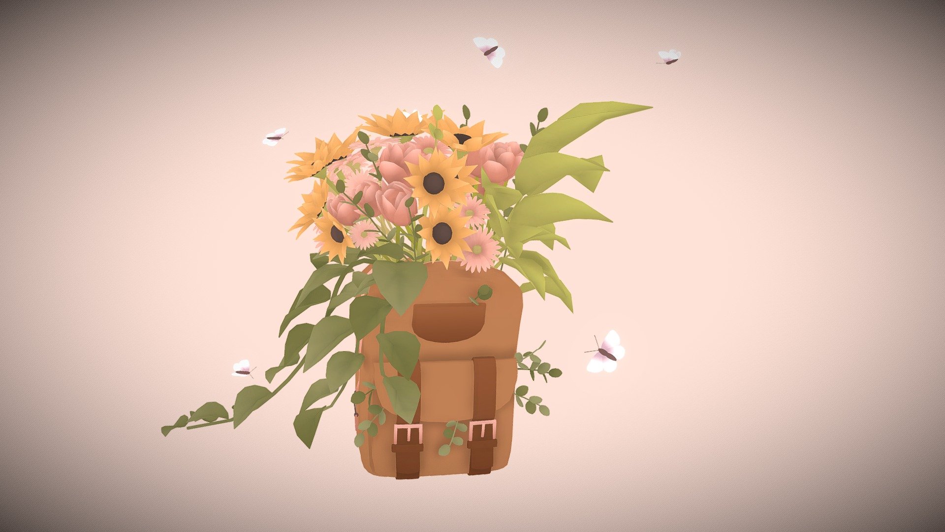 The backpack from my flower witch model, an experiment in gradient texturing via @minionsart on Twitter.

Inspired in part by mushroom backpack: https://skfb.ly/6QSPz