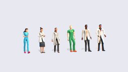 Scientist People - Animated & Rigged people, lab, doctor, nurse, walking, science, woman, medic, talking, scientist, crocs, scrubs, chemist, blender, man