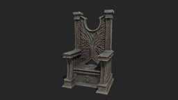 Stone Throne dungeon, medieval, seat, throne, furniture, gothic, king, old, chain, chains, substance_painter, darksouls, medievalfantasyassets, substance, maya, chair, substance-painter, stone, fantasy