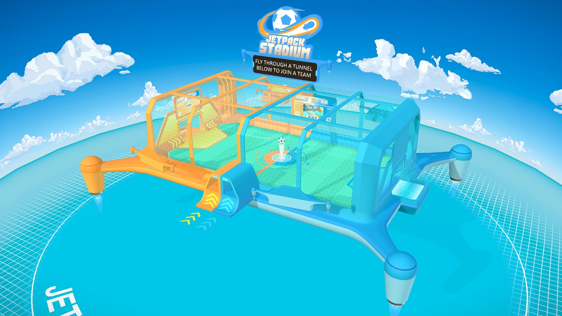 Jetpack Stadium is a state of the art sports complex in the sky where tourists compete in a rocket fueled matches of soccer!


This environment was built in Blender &amp; Unity for VR flying games Jetpack Vacation and Jetpack Stadium (standalone) on steam. Based on some wonderful concept art by Ken Tan.