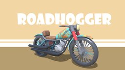 RoadHogger Motorcycle | Low Poly | downloadable mechanical, motorbike, motorcycle, engine, substancepainter, substance, maya, asset, lowpoly, car, free, stylized, environment, freetodownload, noai