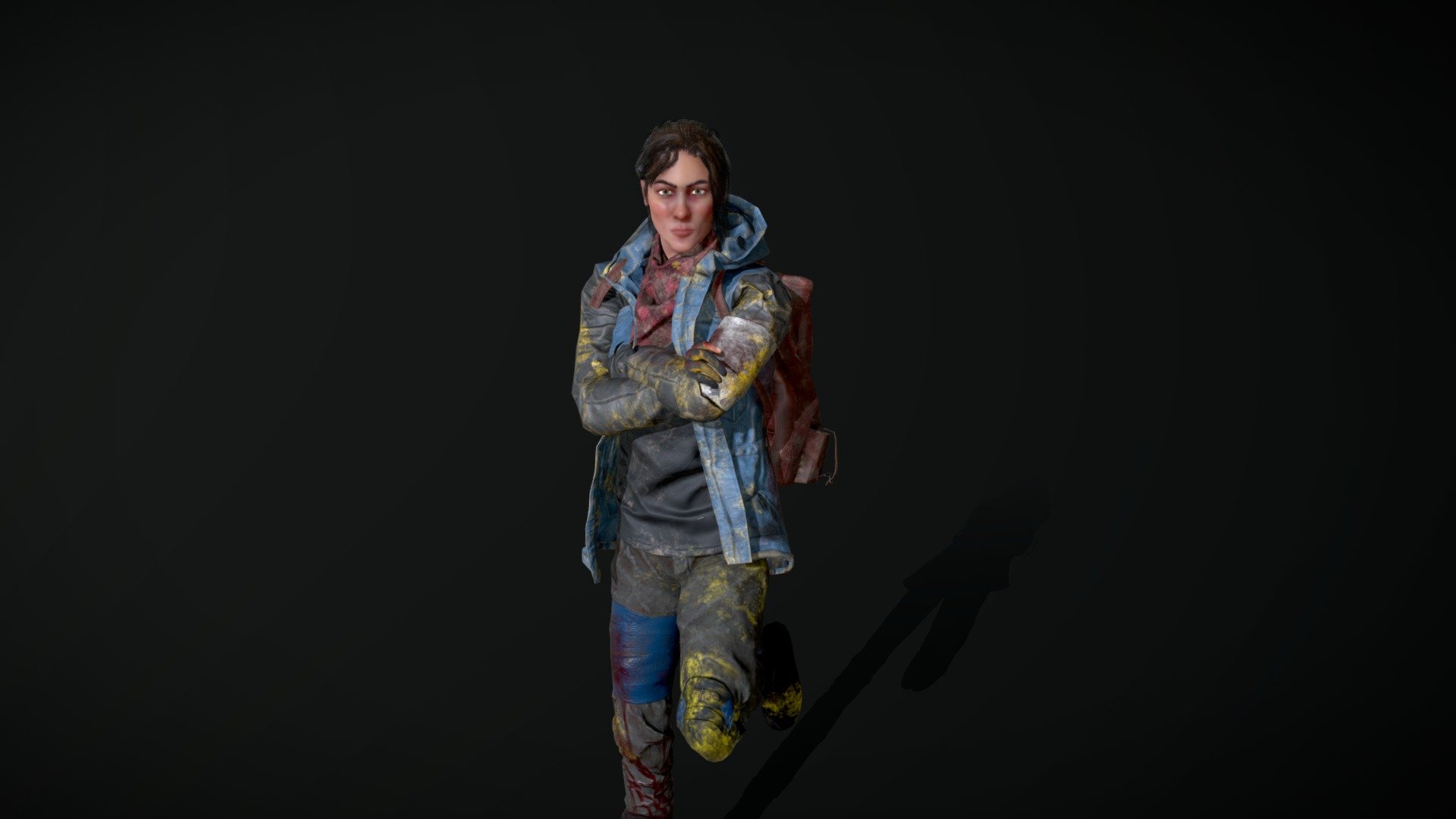 This is my first real-time character I've made from scratch. I wanted to make a post-apocalyptic character that could belong in a world like Fallout or the Metro series. She goes by Jane. She is a small woman who relies on her tactical awareness to stay alive in an unforgiving wasteland. She is cold-hearted and manipulative. She has some military training and now makes a living robbing and murdering travelers and those who underestimate her. 

Here is a link to her full backstory:
https://cartersheffield.com/apocalyptic-survivor/

I plan to eventually make this character downloadable once I iron out a couple problems with my original design and make it compatible with the UE4 skeleton.

Feel free to leave feedback and critiques, I'm always looking for ways to improve :)