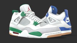 Jordan 4 SB Pine Green Pack green, shoe, style, leather, white, high, 4, pine, fashion, new, foot, classic, nike, run, four, footwear, sole, running, sneaker, jordan, sb, jordans, jumpman, character, air, blue, sport, clothing, noai