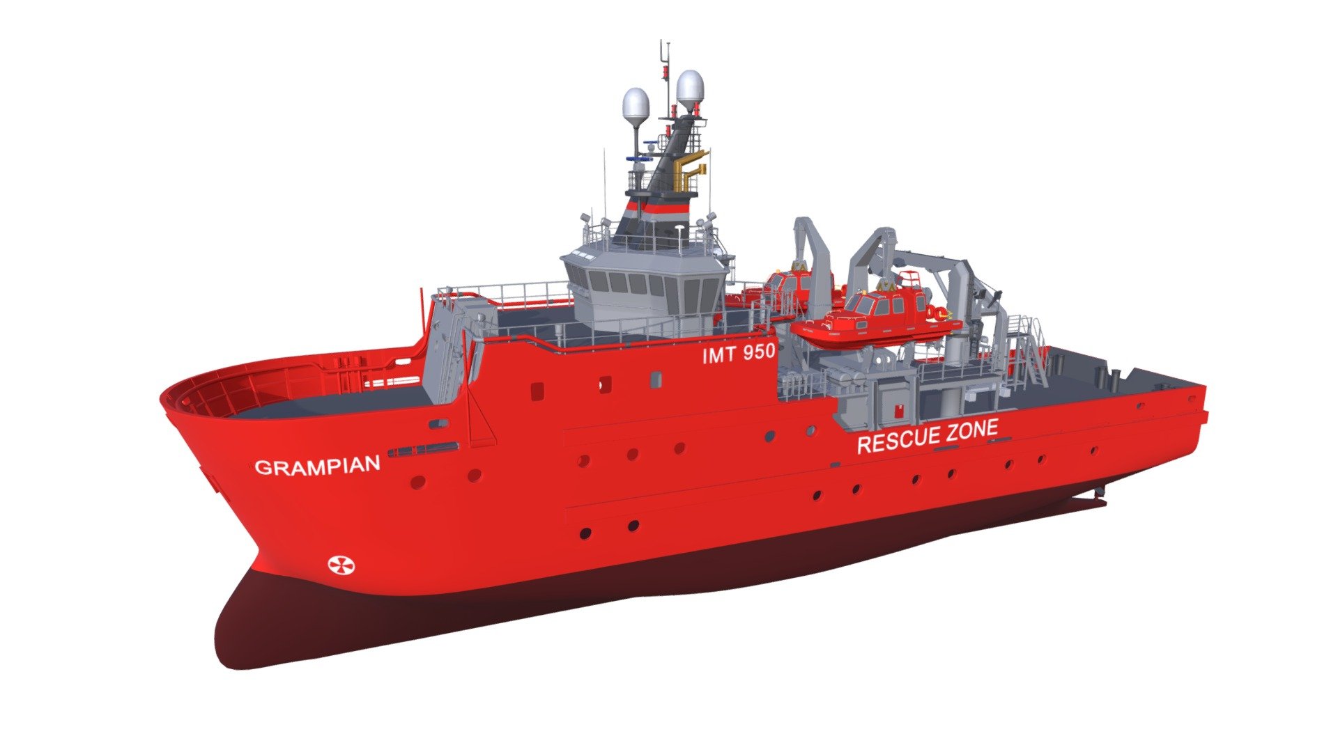 Highly detailed 3d model of Grampian defiance emergency response and rescue vessel.