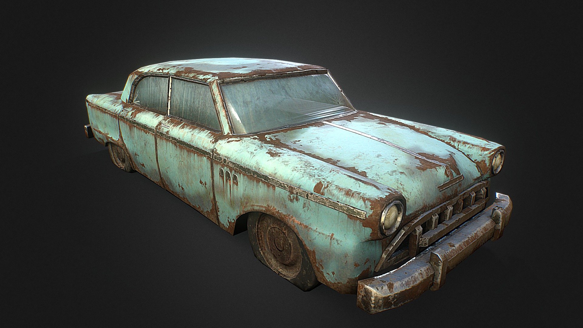 I have made a new version HERE , use this instead if you want a model with a higher texture resolution and poly count!

I always found the old cars you see sitting inside barns and on the sides of roads interesting, for them, the journey's over, and the world they knew has long since ended.

Modeled in 3DSMax 2015, textured in Substance Painter. Painting this was both really fun and a total pain =w=

Questions? Interested in a custom model? Want me working on your project? Feel free to contact me via artstation at: https://www.artstation.com/renafox3d