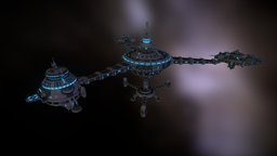 Tenebre Space Station tower, base, power, future, gamedesign, turret, realtime, ufo, orbital, spacestation, hangar, star, station, alien, repair, spacegame, plazma, battlestation, hangarbay, outpost, cargobay, powerplant, weapon, game, art, lowpoly, scifi, sci-fi, laser, gun, concept, modular, space, gameready