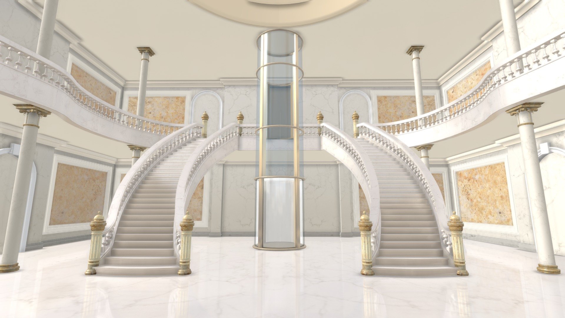Staircase Art Gallery, scene has faked lighting.
Original files are available.
Its models and UVs are symmetrical.
FBX file size : 9.36MB

Click on the link to see more models : https://sketchfab.com/GbehnamG/store

If you need customized 3d models , feel free to contact at: mr.gbehnamg@yahoo.com
