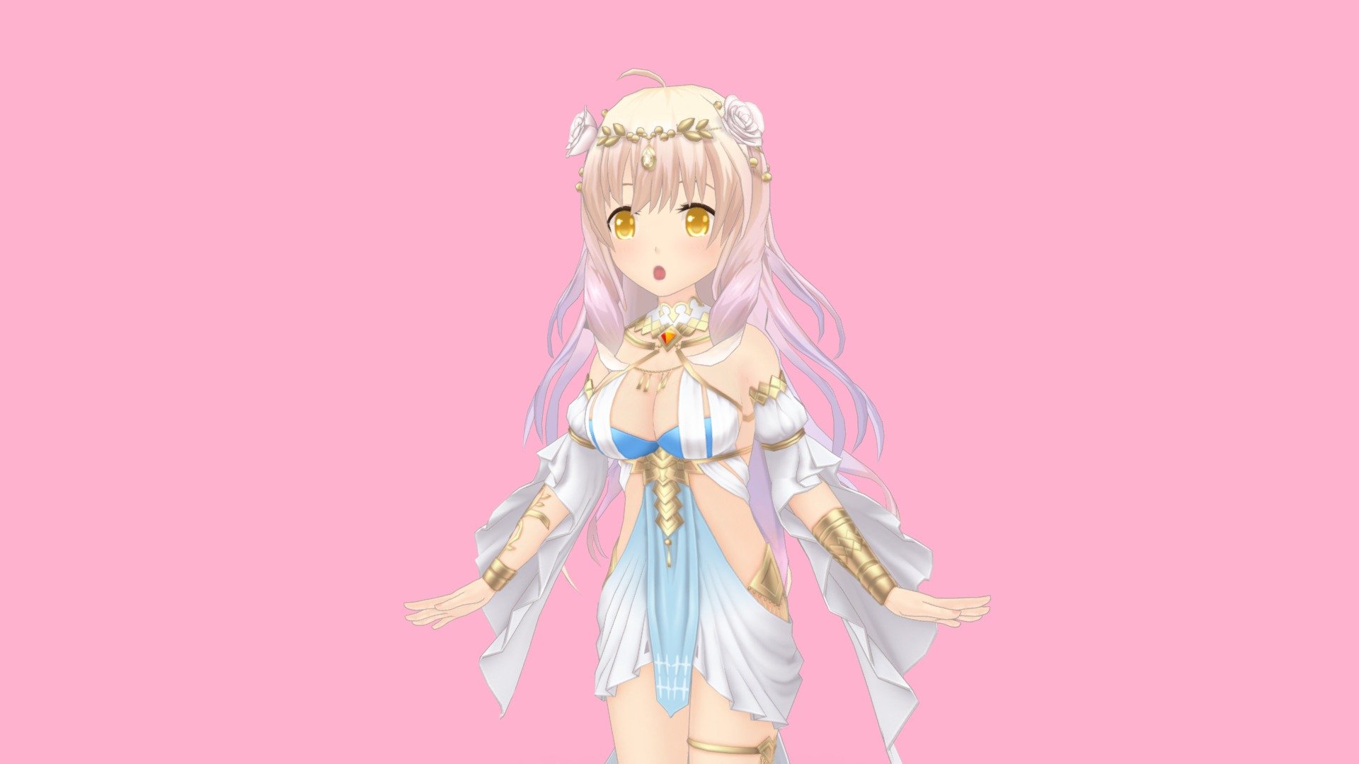Manga character created for Alternative Girls, VR videogame (https://lp.alterna.amebagames.com/) released in 2016 until 2021 by Ameba Games Japanese Company.
Modeled and rigged in Maya, hand painted textures in Photoshop, low-poly character, less than 20,000 tris without the toon line.

