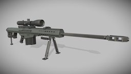 Sniper Rifle - Barrett M82A1 realistic, rigged, gameready, noai