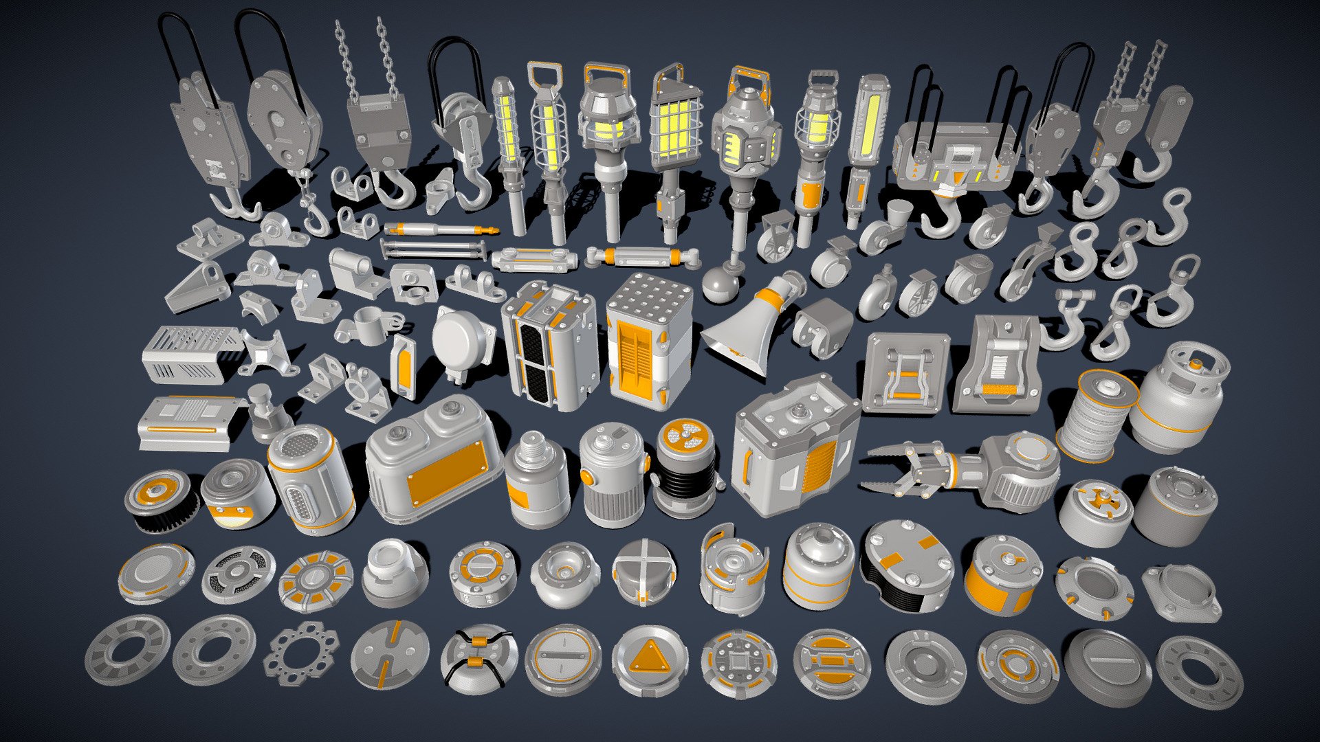 Get pack - https://www.artstation.com/a/34535007

100 middle/low poly industrial kitbashes




clean and close meshes (97% quad poly)

material ID

Real size

NO subdiv , NO textures , NO groups , NO UV map

include max(2020), blend(4.0) , fbx and obj files 

total poly - 528743
total vert - 499174