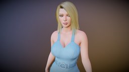 Debbie - Female Character Preview body, hair, anatomy, pose, skirt, vr, ar, dress, head, woman, costume, blonde, ue4, denim, marvelousdesigner, character, girl, game, blender, pbr, female, zbrush, human, rigged, noai