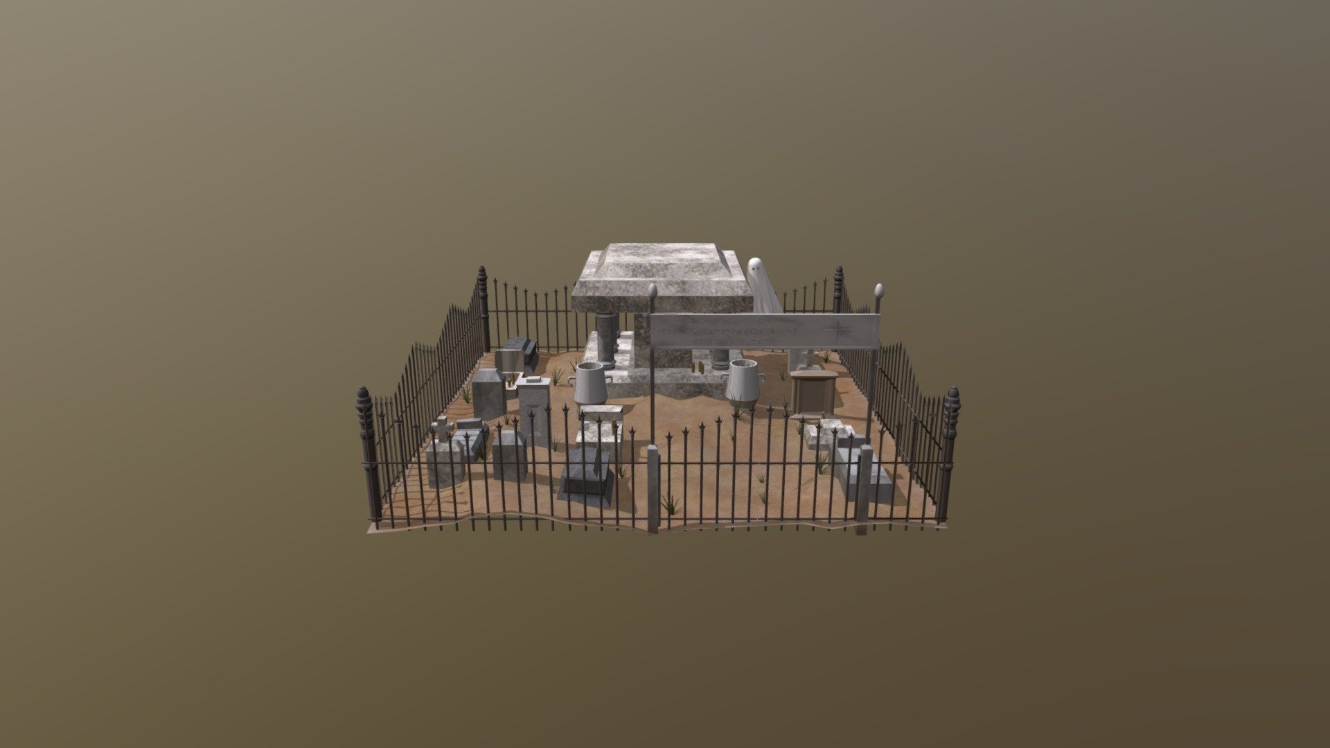 Graveyard Diorama
created by:




Estela Atunez: 6 tombstones

Megan Biggs: Urns, ghost, and weeds (Compiler)

Mary McDevitt: Base, fencing, sign, and candle

Charles Reitcheck: Mausoleum and 2 tombstones
