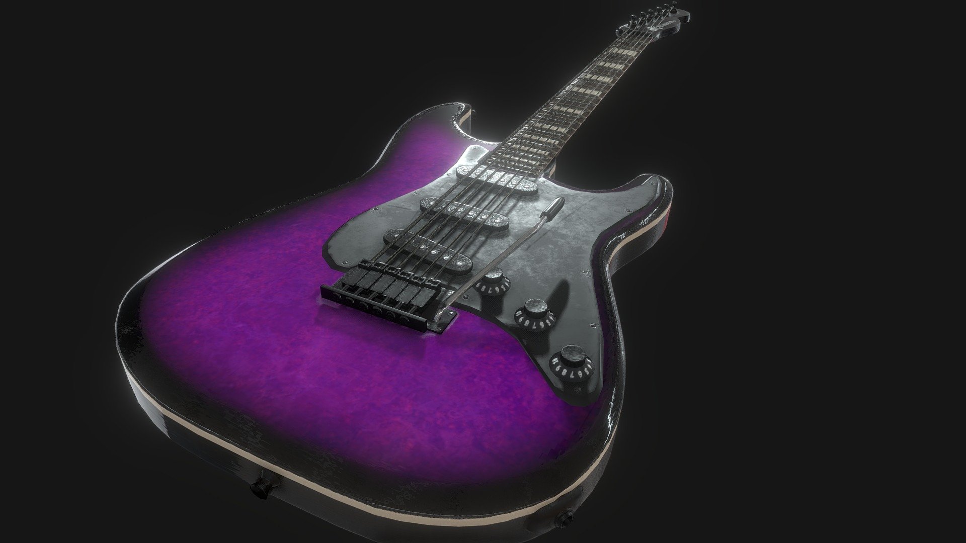 An electric guitar in the Stratocaster body style!

If you buy any of my electric guitars, the texture sets are interchangeable across all 5 models!

Designed for games in Low-poly PBR including Albedo, Normal, Metallic, AO, and Roughness 4K textures.

This model from Ferocious Industries can be found in 10 different material skins, and this one uses the ‘Hard Rock Purple' texture set.

4793 Triangles.