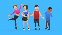 HYPER CASUAL CHARACTERS VOLUME 2 - GYM toon, games, mesh, b3d, rig, lowpolygon, casual, charactermodel, lowpolymodel, lowpoly3d, uniy3d, gameasset, characters, rigged, gameready, casualgameasset