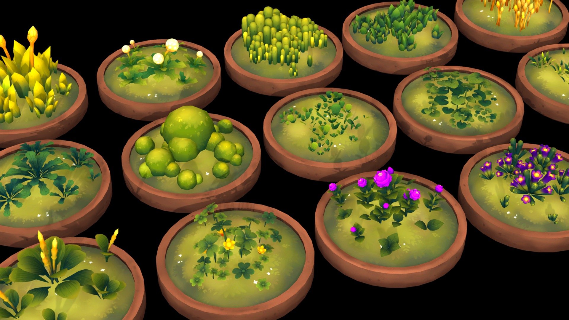 **Plants_Common Weeds **




Cute common weeds can easily find out in your garden

Use to decorate or build terrain which need some green color for relaxing :D

Grasses are separated with the ground

Including 




75 separate fbx files (15 pieces along with 5 variant forms for each) &amp; separate with ground

15 large hand-painted textures (5 Variants of a pieces use 1 texture) 

Visit Instgram for more demo combinations

INSTAGRAM