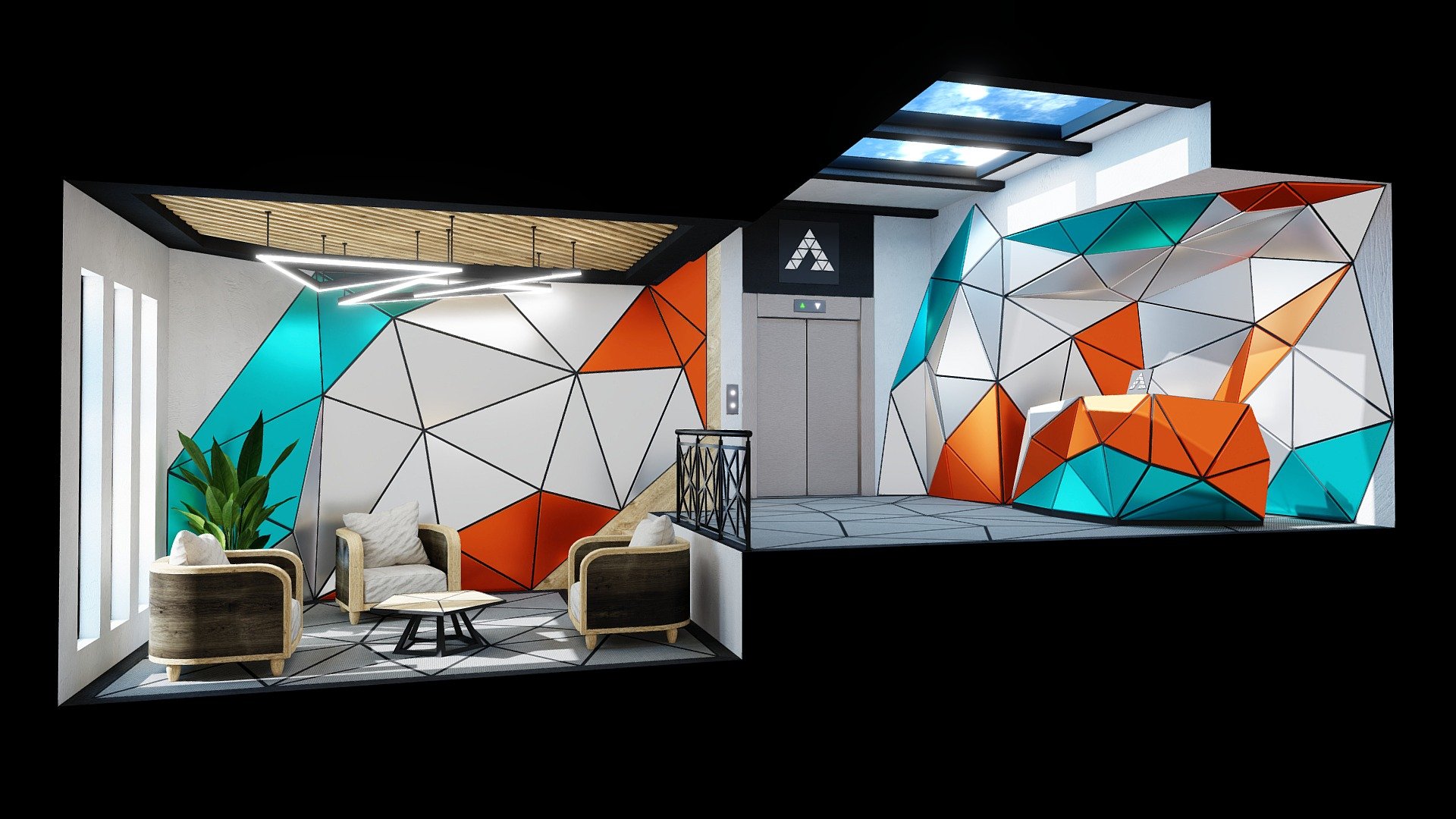 Find my 3D models on FAB here : https://www.fab.com/fr/sellers/RAYNAUDL

Modern office lobby - baking with Blender 3.6

1 x 8192 - Office lobby texture.

1 x 1024 - Sky texture.

Blender 3.6