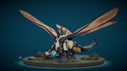 Dragonfly-dragon organic, dragonfly, substancepainter, substance, maya, pbr, substance-painter, creature, monster, fantasy, dragonflydragon, noai