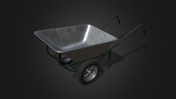 Wheelbarrow wheel, low-poly, pbr