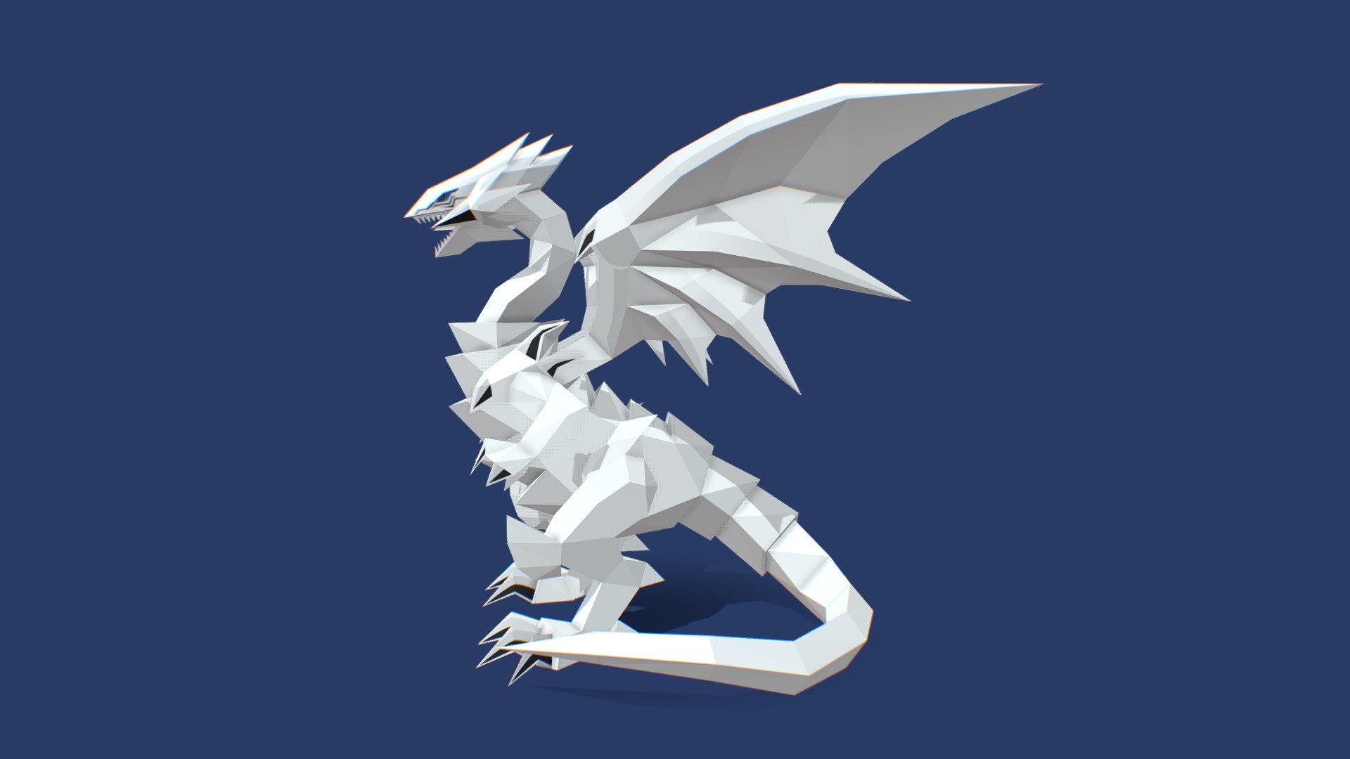 Low poly papercraft inspired by iconic dragon from Yugioh franchise.

You can buy this template(not the 3d model) on etsy. Probably the keyword is Blue Eyes White Dragon Papercraft.
