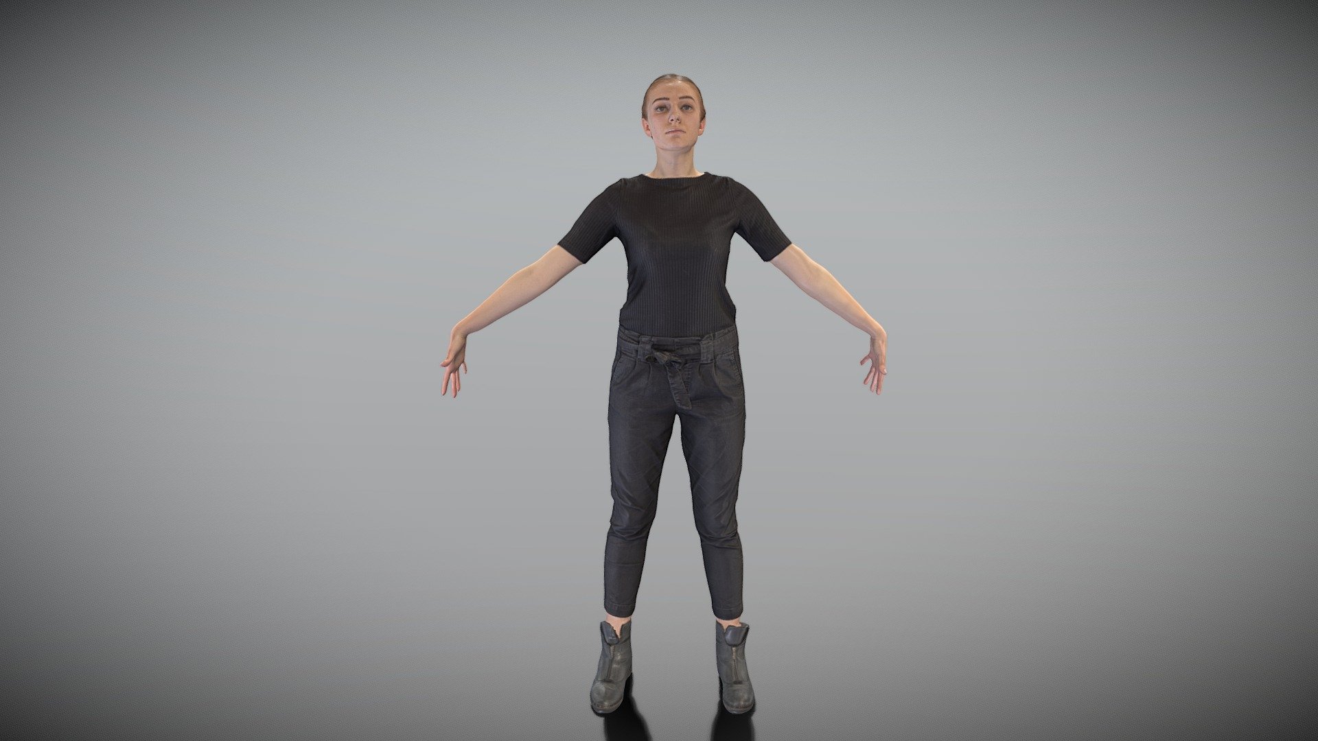 This is a true human size detailed model of a beautiful young woman of Caucasian appearance dressed in casual clothes. The model is captured in the A-pose with mesh ready for rigging and animation in all most usable 3d software.

Technical specifications:




digital double scan model

low-poly model

high-poly model (.ztl tool with 5-6 subdivisions) clean and retopologized automatically via ZRemesher

fully quad topology

sufficiently clean

edge Loops based

ready for subdivision

8K texture color map

non-overlapping UV map

ready for animation

PBR textures 8K resolution: Normal, Displacement, Albedo maps

Download package includes a Cinema 4D project file with Redshift shader, OBJ, FBX, STL files, which are applicable for 3ds Max, Maya, Unreal Engine, Unity, Blender, etc. All the textures you will find in the “Tex” folder, included into the main archive.

3D EVERYTHING

Stand with Ukraine!