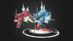 Pokemon FanArt - Gyarados pokemon, shiny, gyarados, game, 3d, model