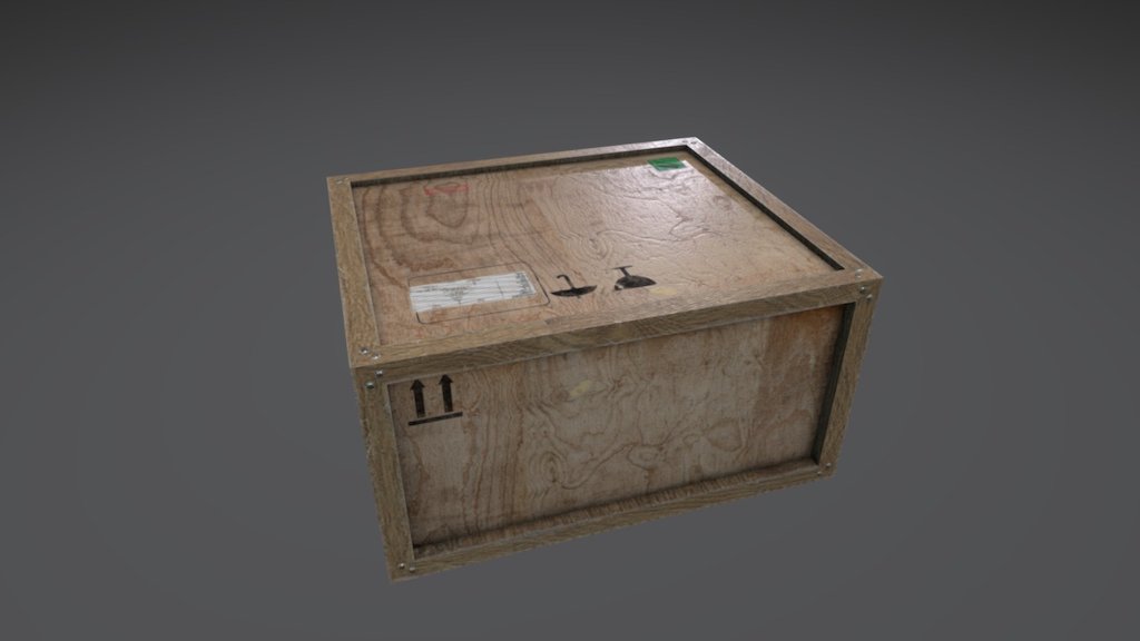 Low poly old wooden cargo crate.