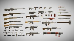 Polygonal Modern Weapons Collection 1 police, rifle, assault, army, fight, fps, polygonal, shoot, shell, melee, desktop, battlefield, ammo, combat, battle, pistol, weaponry, callofduty, gunner, attachment, ammunition, submachinegun, utility, bit, gun-weapon, shooter-combat, weapon, knife, asset, game, art, lowpoly, mobile, military, shotgun, gun, polygon, concept, war, smg