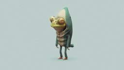 a frog or a shark shark, frog, substancepainter, character, cartoon, blender3d