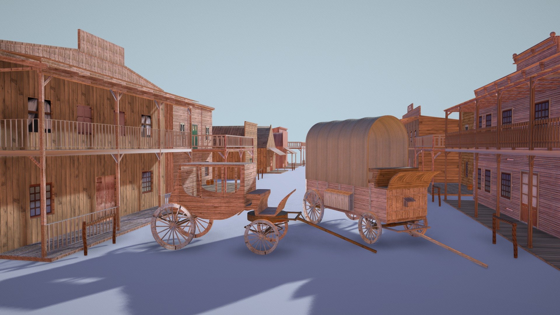 High detailed old western town, comes along with with 2 detailed carriages.

Included Formats:

3DS

Lightwave

3ds Max

Maya

OBJ

Softimage
