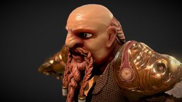 Armored Dwarf Bust armor, humanoid, dwarf, madewithwacom, pbr, low, poly, bust
