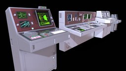 Retro Sci-Fi Computer Desks / Control Panels computerdesk, control-panel, control_panel, computer-desk, computer-monitor, scifi, starwars, sci-fi, terminal-computer, cockpit-panel