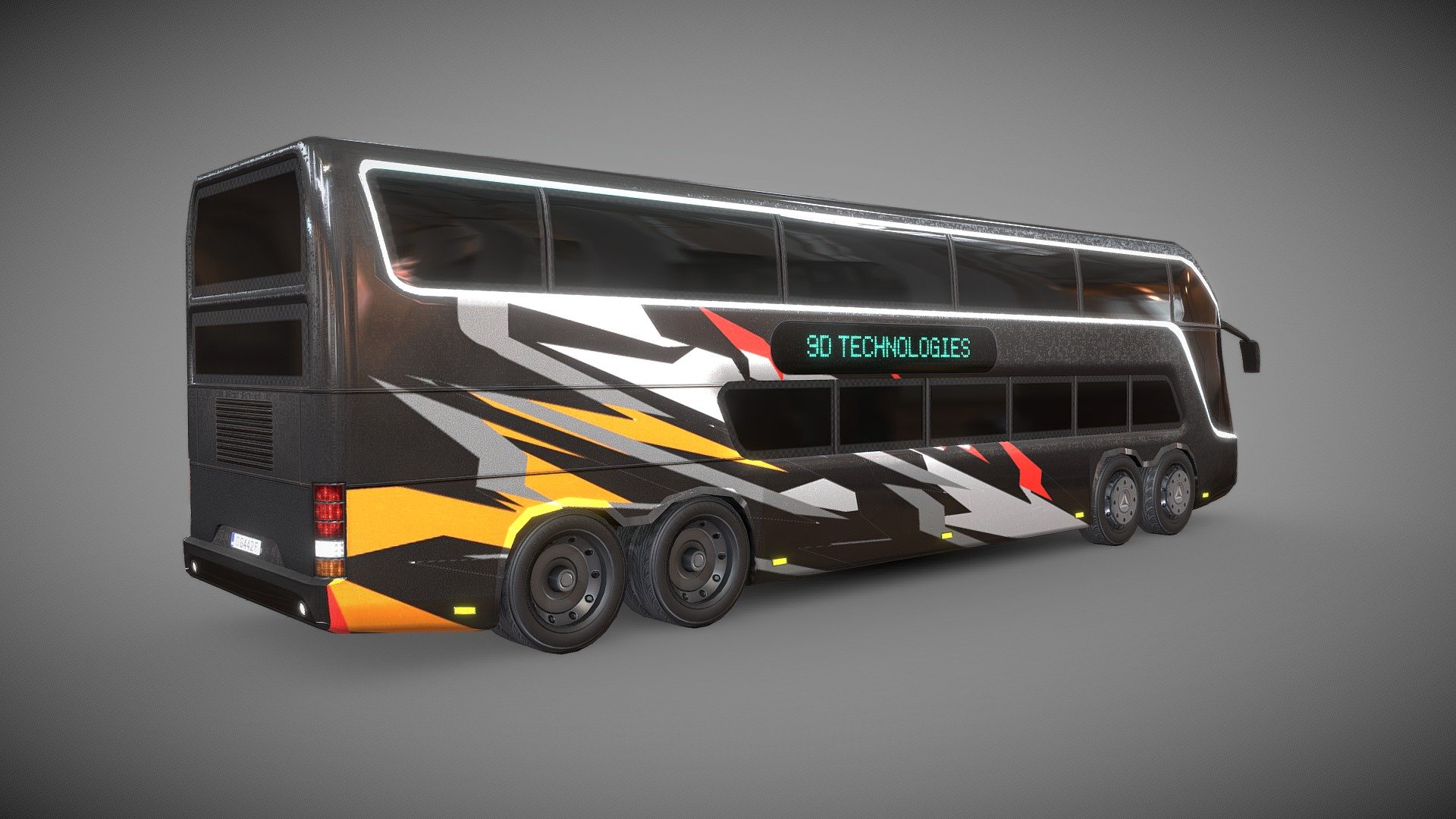 Neoplan Megaliner gameready 3d model with PBR textures under 10k game verts, modeled in maya and textured in substance painter