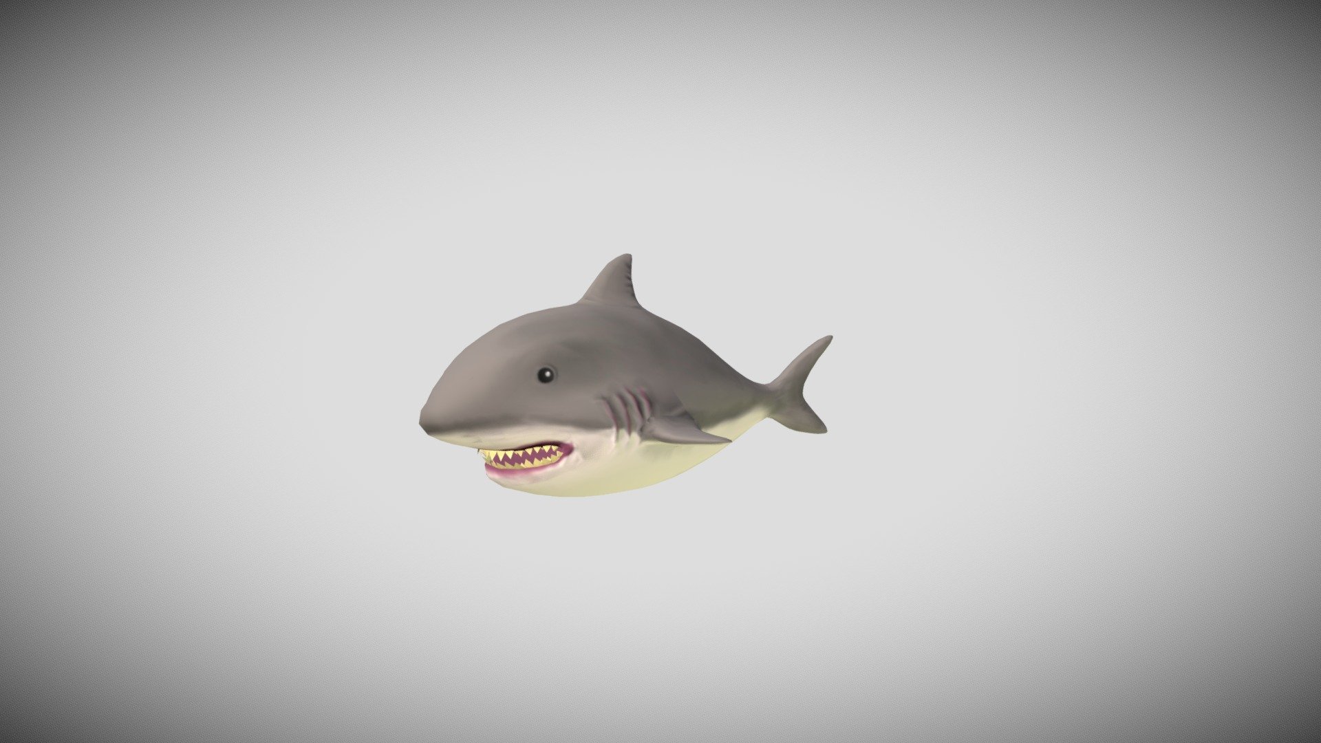 Low poly stylized great white shark.