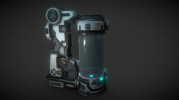 Capsule capsule, white, future, prop, cyberpunk, electronic, dirty, metal, old, glow, glass, asset, lowpoly, sci-fi, free, light, gameready
