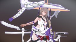 Scarlet fanart, samurai, scarlet, animegirl, swordswoman, character, game, 3d, blender3d, animation, nikke