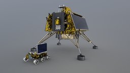 Vikram Lander Chandrayan 3 & Pragyan Moon Rover moon, b3d, nasa, dish, india, rover, spacestation, 3, satallite, isro, moonlanding, moonlander, vikram, bharat, blender, blender3d, space, chandrayaan3, pragyan, chandrayaan-3, chandrayaan, vikramlander, chandrayan