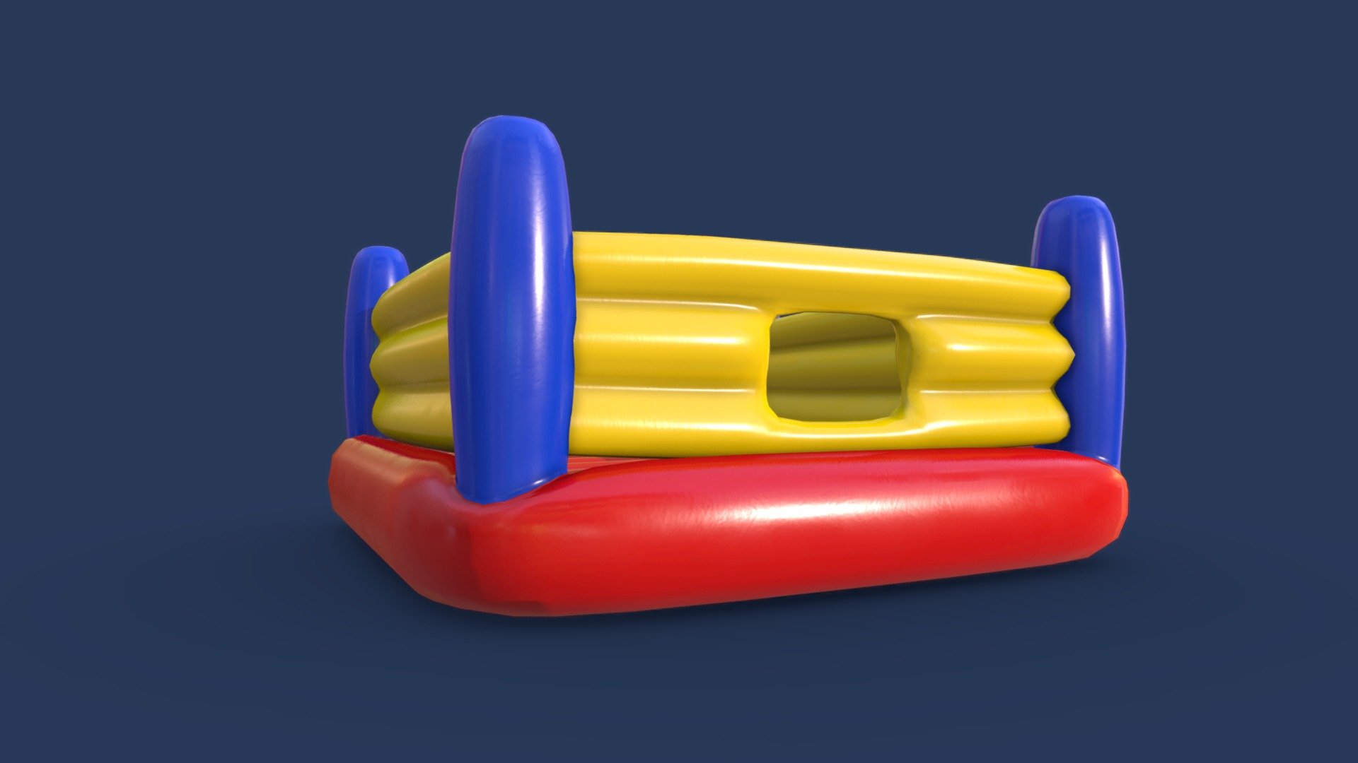 This 3D model is a Inflatable for kids
Made in Blender 2.9x (Cycles Materials) and Rendering Cycles.
Main rendering made in Blender 2.9 + Cycles using some HDR Environment Textures Images for lighting which is NOT provided in the package!

What does this package include?

3D Modeling of a Inflatable for kids
Textures of 3D model  in 2K and 4K (Base Color, Normal Map, Roughness, Ambient Occlusion) 

Important notes 
File format included - (Blend, FBX, OBJ, MTL)
Texture size -  2K and 4K (Base Color, Normal Map, Roughness, Ambient Occlusion) 
Uvs non - overlapping
Polygon: Quads
Centered at 0,0,0

In some formats may be needed to reassign textures and add HDR Environment Textures Images for lighting.
Not lights include 
Renders preview have not post processing
No special plugin needed to open the scene.

If you like my work, please leave your comment and like, it helps me a lot to create new content.
If you have any questions or changes about colors or another thing, you can contact me at  we3domodel@gmail.com