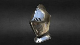 Medieval Knight Armet Helmet with visor armor, medieval, battle, armet, substancepainter, substance, helmet, knight