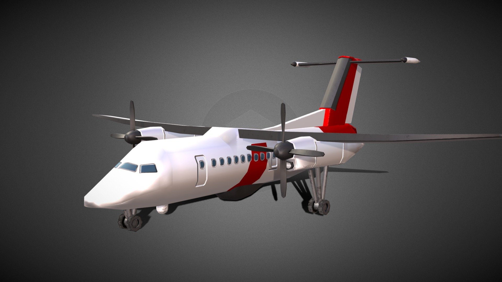 Dash 8 Aircraft a low poly vehicle ready for an engine like Unity or Unreal ideal for a RTS, Isometric or a War Video Game it has 1617 verts 2800 tris and 3006 edges and the texture is 2048 x 2048 and includes Diffuse, Metal and Normal Map the format is .PNG and the model is available as OBJ, MB and FBX all the pieces are named If you need 3D Game Assets or STL Files I can do commission works.