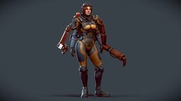 The Cyborg Engineer || Realtime character hair, suit, leather, goggles, mechanical, redhead, cyborg, girlcharacter, scifi-character, stylizedcharacter, character, girl, futuristic, zbrush, stylized, robot