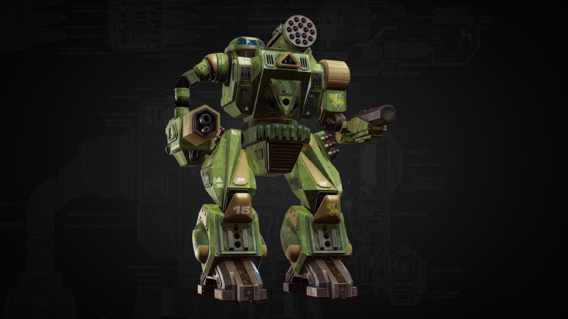 The Summoner is a highly mobile heavy OmniMech that is commonly used by Clan Jade Falcon in a wide variety of roles. Barely a second generation OmniMech, the Jade Falcons introduced the Summoner just after becoming the first Clan to win OmniMech technology from Clan Coyote in 2863. 

Clan Wolf variant: https://skfb.ly/6Ustw

The Summoner was dubbed Thor, its Inner Sphere reporting name, by Victor Steiner-Davion himself after fighting one on Trellwan. The name was supposedly inspired by the weapons loadout (in Prime configuration): a PPC and an AC, lightning and thunder, which are associated with the Norse god Thor.

Arsenals: Summoner has a basic yet effective arsenal. The primary direct fire weapon is an ER PPC backed up by an LB 10-X Autocannon that can fire both standard and cluster ammunition. For fire support and bombardment, the Summoner has an LRM-15 launcher.