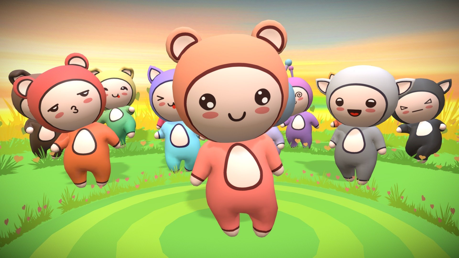 
● Unity pack: 2019.4. or higher.

● 3dsMax 2019, 2022 files.

● Background without glTF file - Blender / Khronos compatible



● Rigging types: Humanoid, Generic, Legacy

● Mixamo animation compatible

● Interchangeable textures: eyes, mouth

● Interchangeable models: ears, antennae

● Editable PSD file for creating new textures

● Unwrapped UVs: Non-overlapping



● 24 animations:

Happy, HappyIdle, WarriorIdle, Idle, Treading, Floating, Falling, FallingFlat, CatWalk, Walking, Walking2, GoofyRun, JoggingForward, RunForward, MediumRun, ReactionHit, Reaction, KnockedOut, DeathLeft, Attack, Stabbing1-2-3, UpwardThrust



● C# scripts: PlayAnims, FlyCamera, ChangeCharacter



● Doll body FBX polygons: 1 388

● Ears FBX polygons: 144 - 324



● Texture variations: 12 bodies, 14 eyes, 12 mouths

● Textures size:

    - body: 2048 px PNGs

    - eyes, mouths: 512 px PNGs




 My Portfolio Site: https://aideko.hu/