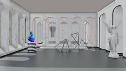 Museum of Modern Art artwork, plaster, exhibits, model, cinema4d