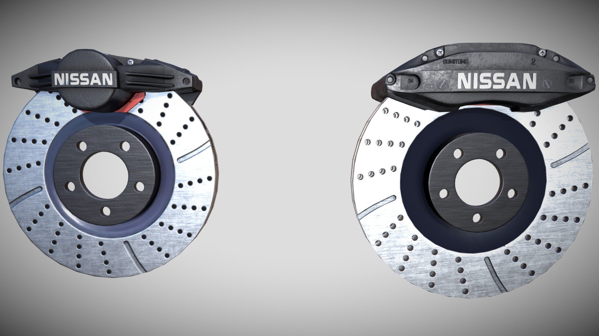 Hello everyone! Here is new cool stuff for your nissan projects or something else in street style. 

I tried to make them as similar as possible but at the same time that they were optimized for geometry, you can also disassemble them if you want :)
I did 2 variations of calipers front and rear and seven colors of them stock/Black/Blue/Green/Red/Yellow/White, 
2 variations of brake disc, low poly and middle poly .





Front caliper consist of 8.345 Tris, 4.380 Verts 




Rear caliper consist of 8.886 Tris, 4.760 Verts




Low poly brake disc consist of 1.100 Tris, 684 Verts




Middle poly brake disc consist of 11.740 Tris, 6.042 Verts


