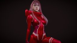 Zero Two - Fanart anatomy, warrior, , , , manga, woman, darlinginthefranxx, darling-in-the-franxx, darling_in_the_franxx, zero-two, zerotwo, girl, blender3d, female, anime, rigged, noai