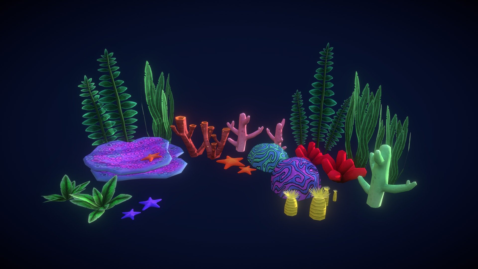 I made this set of assets to use in our underwater parts of our game. It’s for a game called stressjam wich is a vr game made to help people to learn to controll their stress. Its being made by Jamzone and im an intern there.